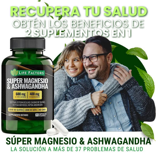 Suplemento Magnesio + Ashwagandha 600Mg